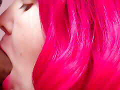 Sloppy blowjob close up, pulsating oral creampie