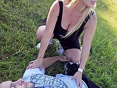 Giant Ass Blonde Fucked at Outdoors by the Lake