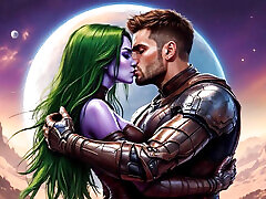 Alien Lexi on Mars with Her Lover Austin, Hard Sex in the Desert, Curvy Woman Sucking Big Dicks, Blowjob for Many