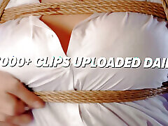 Damsel in Peril with All Natural Boobs Rope Bound Panty Gagged