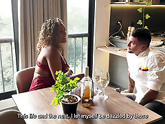 Curvy Hot ebony milf its planted for her Date and fuck the chef big cock for confort- Carla Morelli