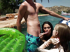 A massive blowbang swimming sapphire bukkake party