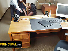 Perv Principal - Black Stepmom Naomi Foxxx Squirting on White Cock