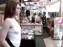 Redheaded Bookworm Gets Humiliated and Fucked in a Bookstore!