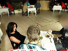 PUBLIC EXTREME! Hot licking and fucking orgy in a restaurant