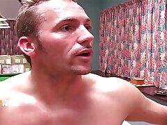Busty cumshot under table swallows cum from her step father partner after getting her fuck holes banged