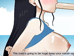 Nico Robin Gets Her Throat Fucked Like a Little Slut by Nami&039;s Boyfriend on the Beach