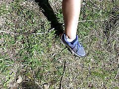 OMG!!! Real voyeur runs away after I start pissing from my hairy pussy