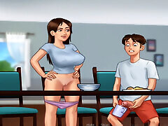 Busty teen wants her boyfriend to fuck while her mom is in the kitchen