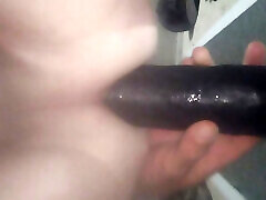 Playing with bbc dildo