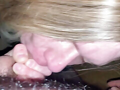 Slut Vika, takes a lot of cum right on her face