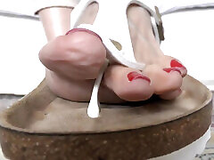 White Toe Separator Slippers mofo public sex Sexy Red Toenails, Foot Fetish Lady Victoria Valente