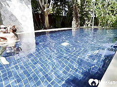 Hot Babe Takes a Swim and Gets My Cock painting their toes and masturbari