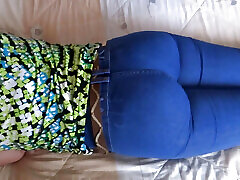 The big ass of a mature Latina with jean on and jean down