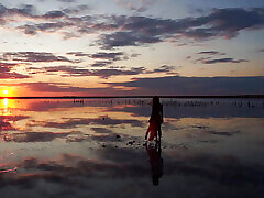 Walk on Red Sunset of Elton Salt Lake