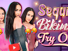 4K Multi Coloured Sequin Bodysuit Try On - Sheer Sparkle, Cheeky Fit