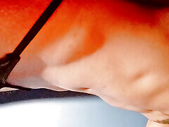 sexy twink femboy in hot black thong with smooth perfect abs playing with perfect nipples