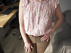 Naughty Colleague Showing Off Wedgie Pussy