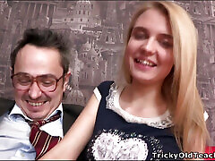 Hot Blonde Student Blows Sexy Older Teacher and Fucks Him Crazy
