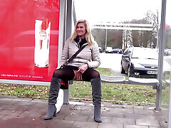 Sexy blonde pierced mature fucked in car