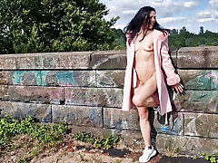 Risky Outdoor Nudity, Gaping Pussy and Pissing