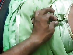 Real homemade brother-in-law relieves back pain by applying Zandu balm on his waist near his elder sister-in-law&039;s fat ass