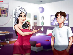 MILF Landlady caught him jerking off to her panties, MILF Caught Him Sniffing Her Panties - Summertime Saga 07