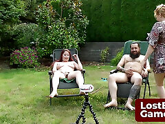 A horny trio plays a Strip Memory game with a twist