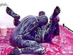 Sticky latex play T2, messy sex - Gloomy Babe