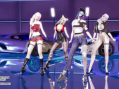 mmd blackpink-arrêtez ahri séraphine kaisa evelynn danse sexy kpop ligue des légendes kda