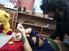 BDSM blinfdfolded wife share surprize wedding anniversary gift from pretty zinta nude with husband&039;s friend hot sex in blindfold