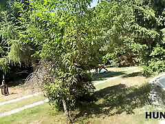 HUNT4K. Hunter talked a young lady into blowjob outdoors, she cheated on her husband immediately