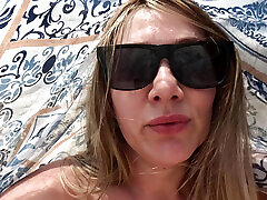 POV girl flashing pussy redhead milf audrey lords ass on public beach