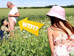 Caught Old Couple Fucking in the Field! Granny Was So Wet, I Had to Slide In Too at GrandParentsX