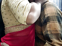 Red half saree navel lick romance