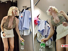 Public Try-On - No Bra, No Panties, Just See-Through Clothes