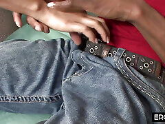 His finger is deep in her