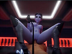 Bald Pussy Widowmaker Rides Your Cock with a Leash, Thicc Fucking Big Breast Tifa Rides a Dildo
