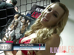 Blonde babe getting passionately fucked after a battle