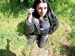 Hot Outdoor Blowjob and Cum Play with a Down-jacket 269