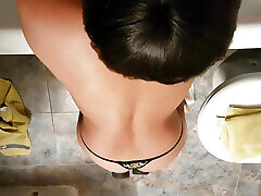 enjoying with sister-in-law in the bathroom