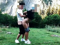 Sexy Slim Bubble-assed Hiker Tempts a Stranger To Fuck Her Hard In the Lap Of Nature