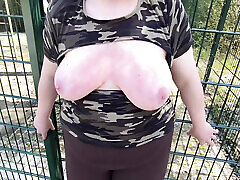 Tits and ass spanking outdoor