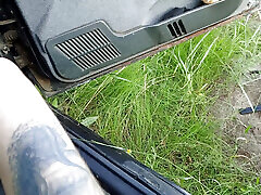 in the car in the parking lot, my stepmom jerks off my mot xxx bf until I cum