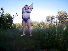 Stepmom Undressed in the Park and Pisses in Front of Everyone