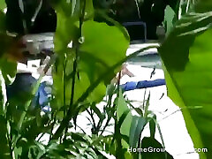 Charity bangs gives Travis a slow outdoor handjob
