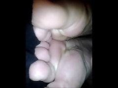 Boy cums on foot
