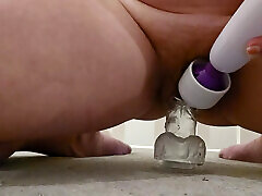 Gobbling the dildo up