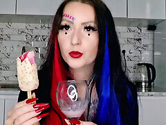 It&039;s hot today, I need to feed you spit with ice cream. Food fetish, spit fetish