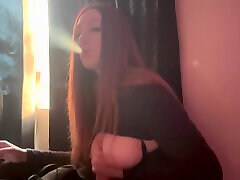 Italian Long Hair Big Tits Milf jesimne jea Big boobs Dildo Handjob Session while girl mast on sofa a cigarette